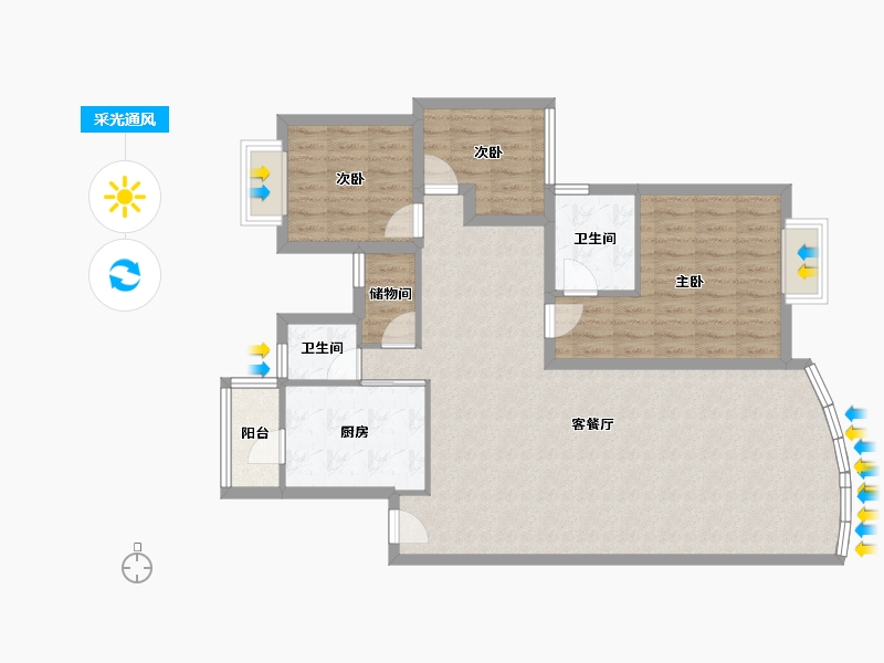 广东省-深圳市-百仕达花园(一期)-102.45-户型库-采光通风