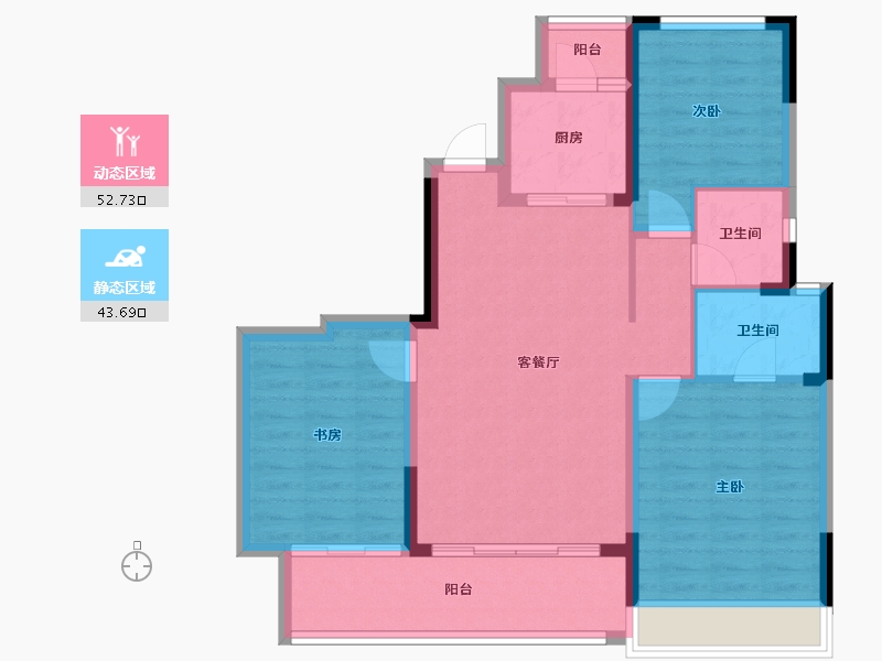 四川省-成都市-龙潭寺TOD龙潭九章-86.54-户型库-动静分区