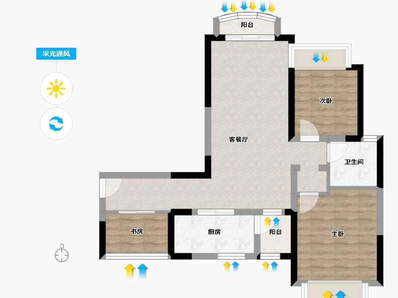 四川省-成都市-嘉合凤凰岛-66.70-户型库-采光通风