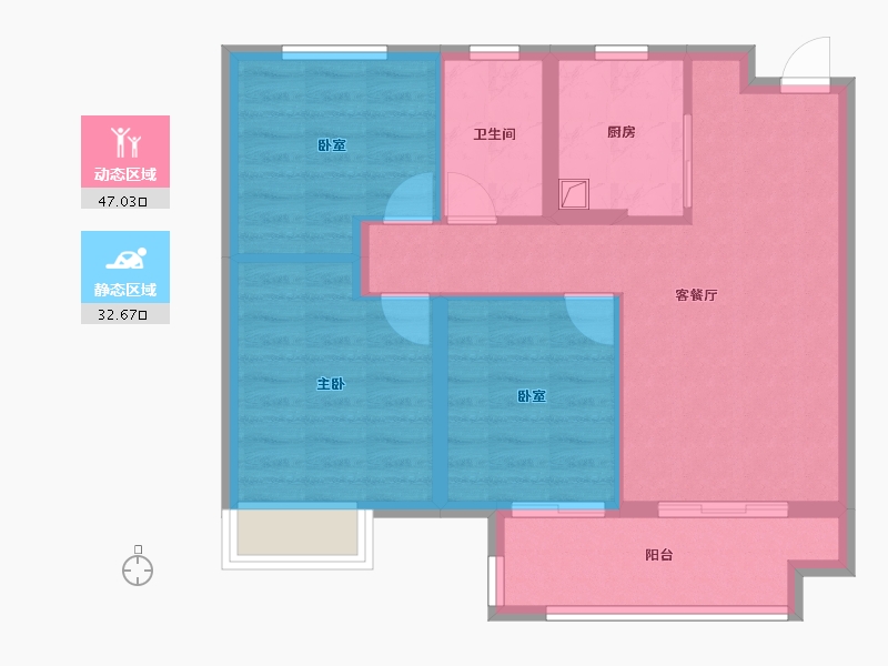 江苏省-南京市-华侨城翡翠天域-71.20-户型库-动静分区