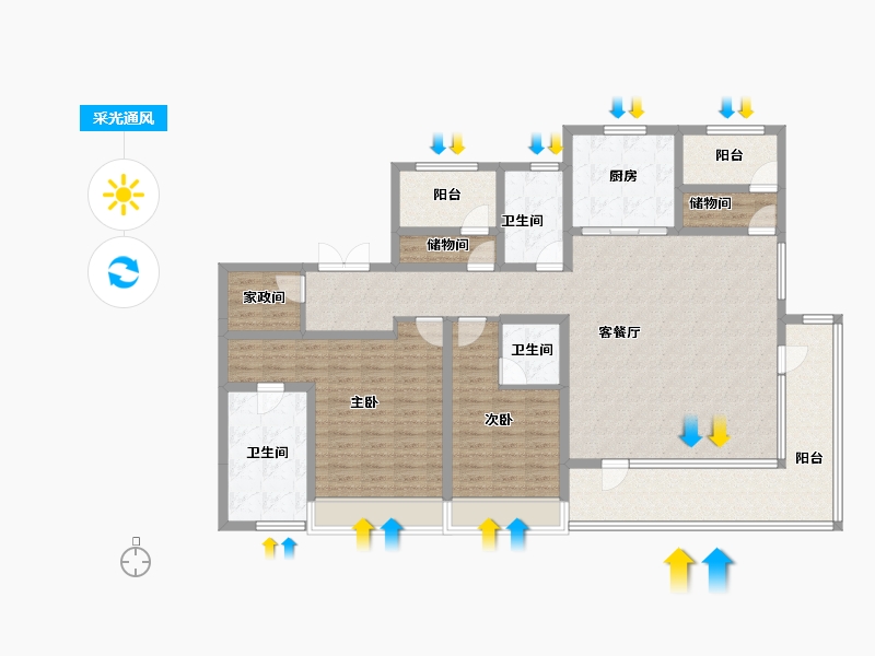 山东省-青岛市-唐岛湾·君汇-146.15-户型库-采光通风