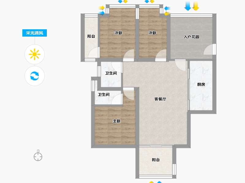 广东省-深圳市-君逸世家花园-75.72-户型库-采光通风