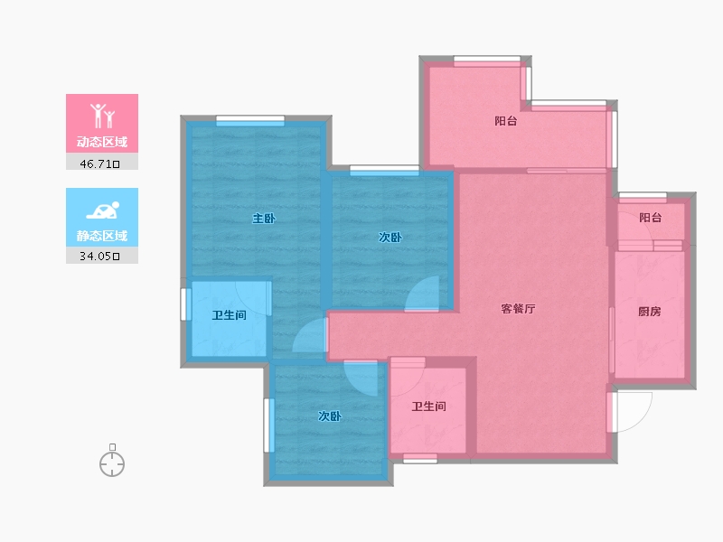 四川省-南充市-金为领地悦城-71.50-户型库-动静分区