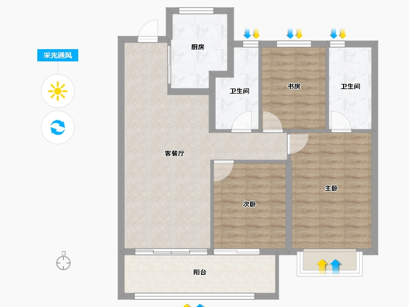 江苏省-徐州市-保利云上-85.82-户型库-采光通风