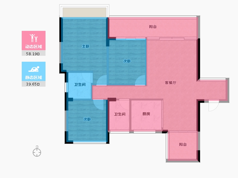 四川省-绵阳市-文泉锦樾-88.67-户型库-动静分区