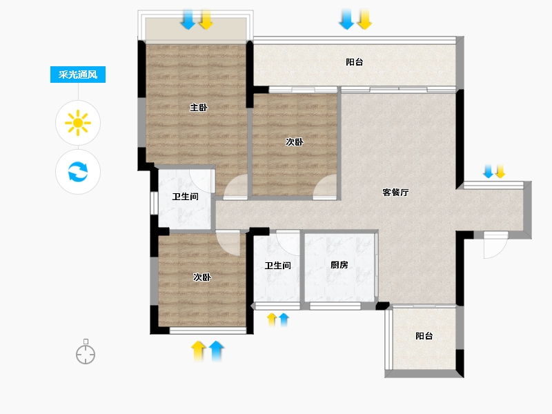 四川省-绵阳市-文泉锦樾-88.67-户型库-采光通风