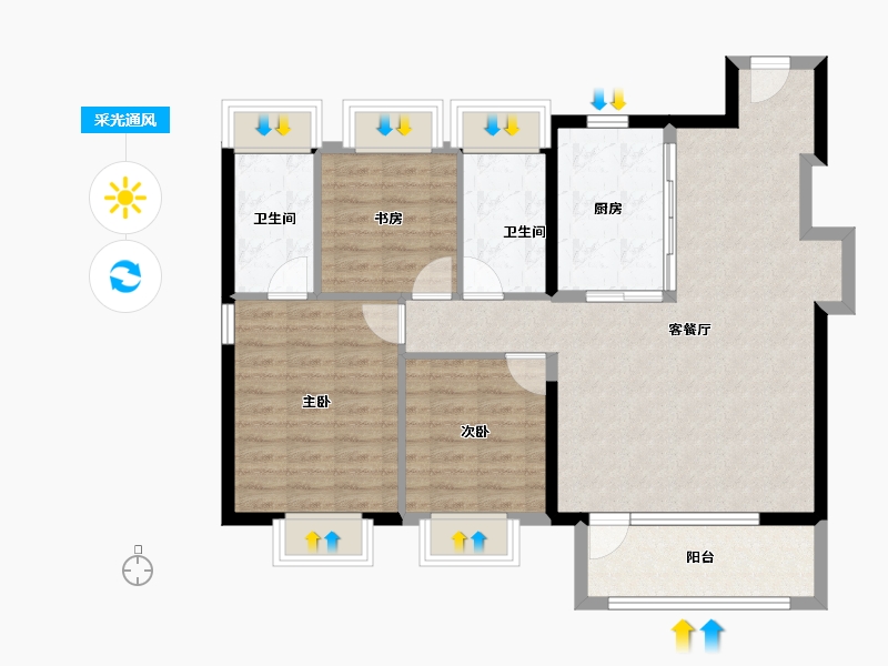 上海-上海市-中国铁建&万科朗拾花语-94.40-户型库-采光通风