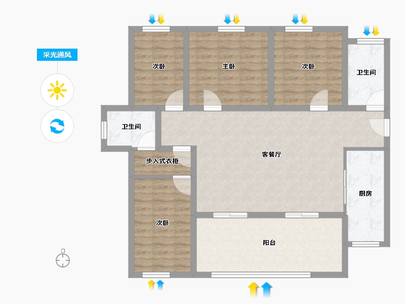 广东省-深圳市-万科红(四期)-106.15-户型库-采光通风