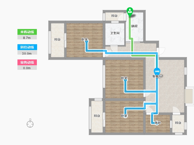 江苏省-无锡市-古运五爱苑-A区-104.00-户型库-动静线