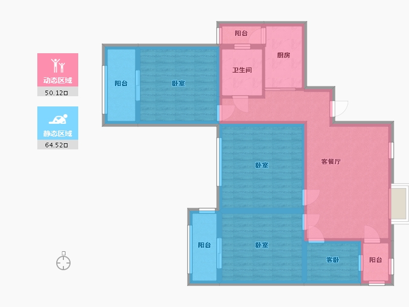 江苏省-无锡市-古运五爱苑-A区-104.00-户型库-动静分区