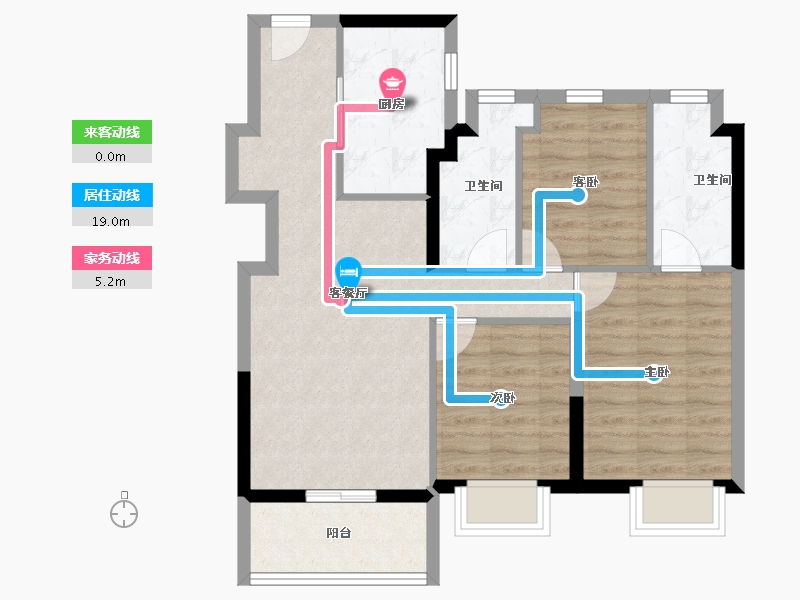 上海-上海市-中国铁建&万科朗拾花语-76.00-户型库-动静线