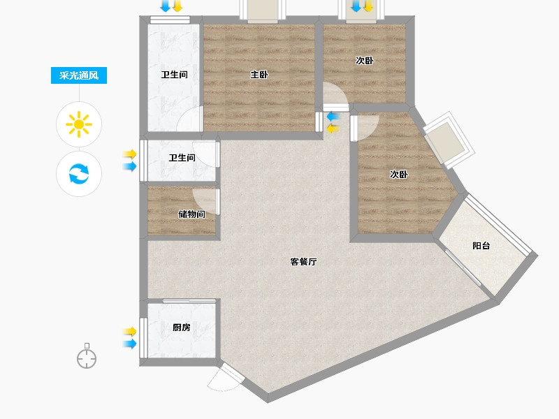 广东省-深圳市-大陆庄园-87.67-户型库-采光通风