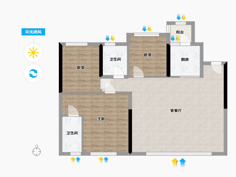 四川省-成都市-邦泰熙华天骄-91.47-户型库-采光通风