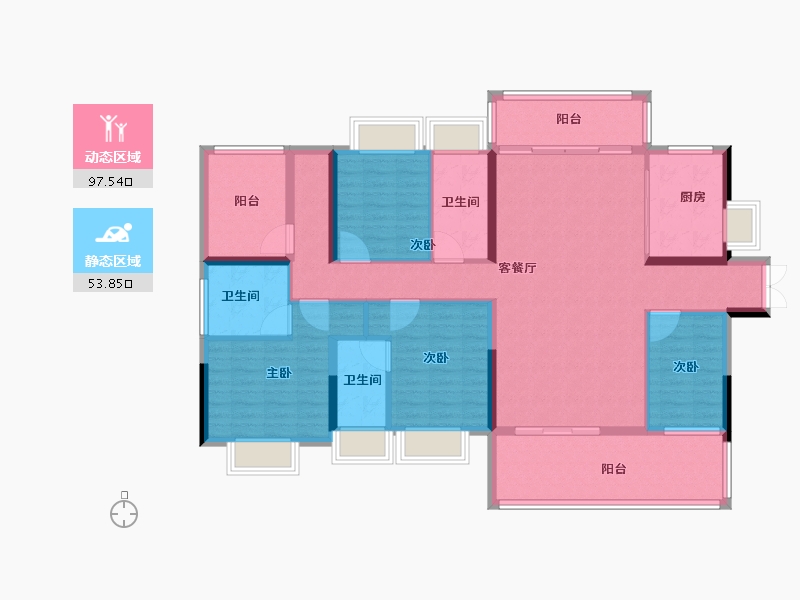 广东省-惠州市-鑫洲湖心岛1号-136.31-户型库-动静分区