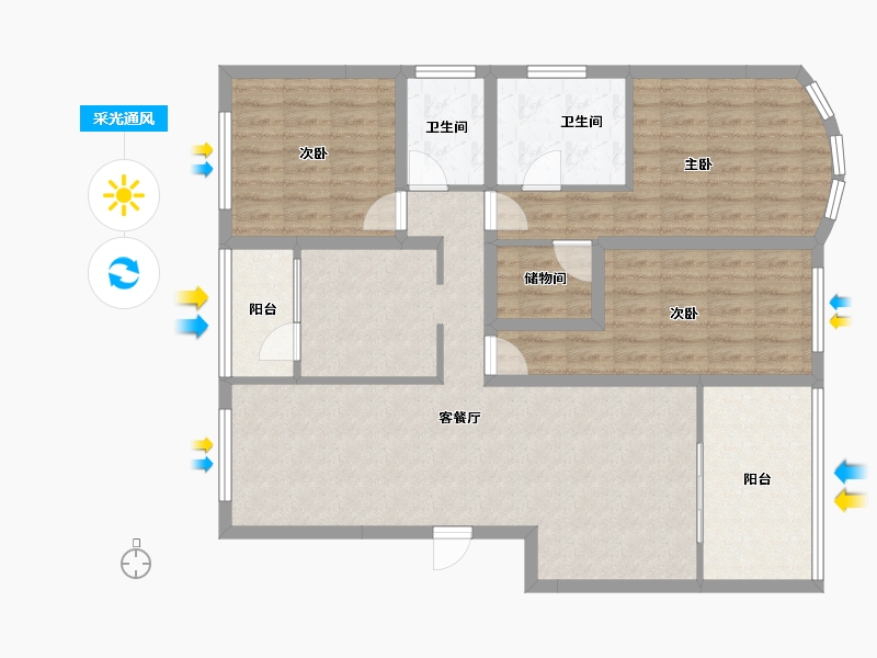 广东省-深圳市-凯德公园1号-107.58-户型库-采光通风