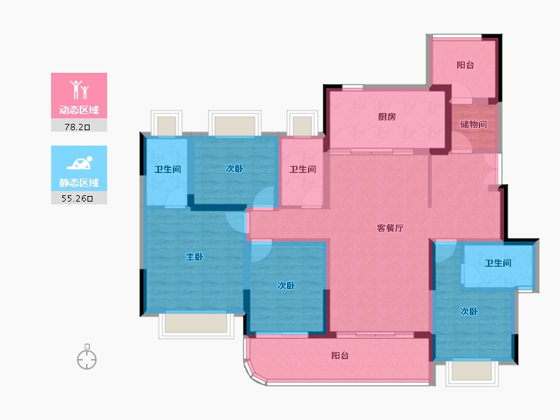 重庆-重庆市-成都城投春江蘭庭-118.67-户型库-动静分区