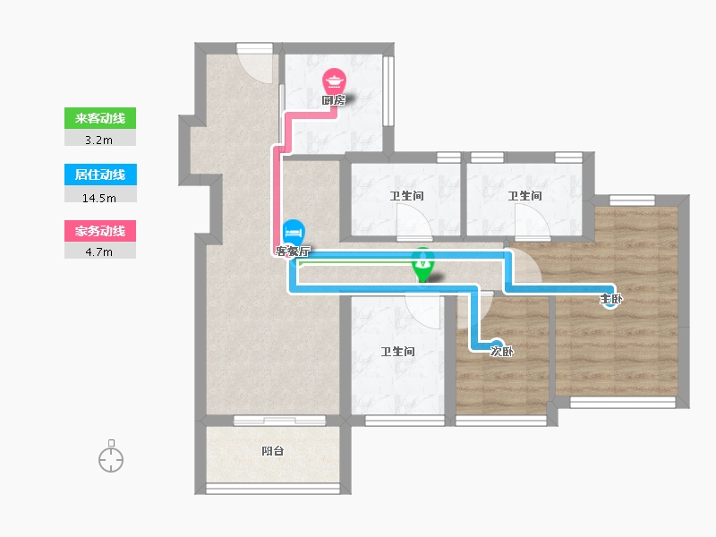 广东省-广州市-万科万汇天地·朗庭-64.72-户型库-动静线