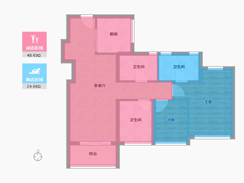 广东省-广州市-万科万汇天地·朗庭-64.72-户型库-动静分区