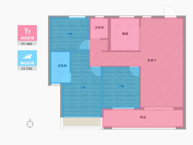 江苏省-扬州市-中海翠语江南-85.60-户型库-动静分区