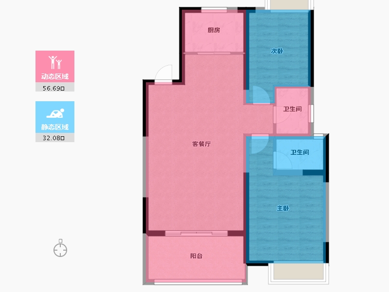 海南省-海口市-卓越·盈滨悦府-79.80-户型库-动静分区