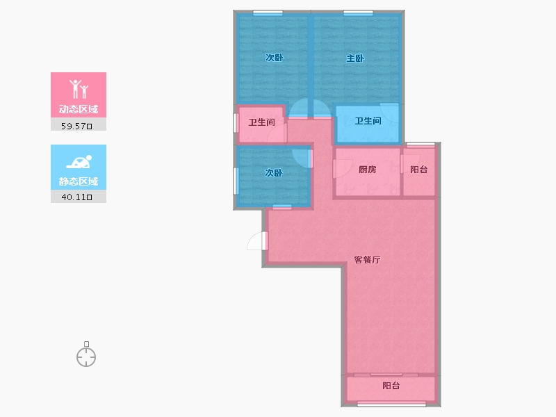 广东省-深圳市-百仕达花园(一期)-88.63-户型库-动静分区