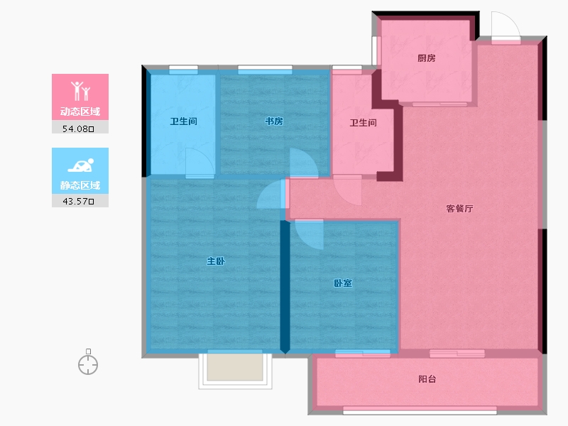 浙江省-温州市-吕浦湾·东玺-88.17-户型库-动静分区