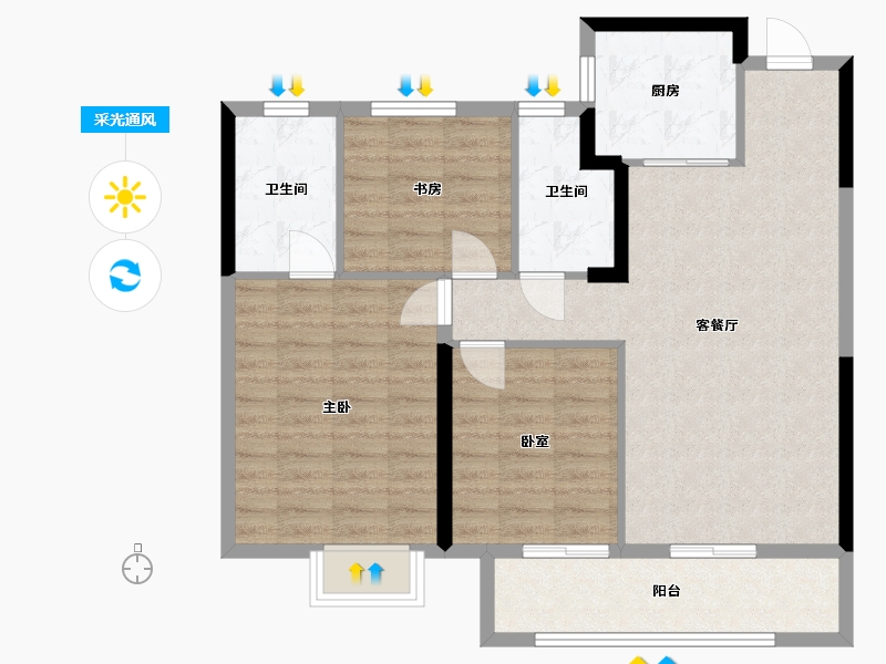 浙江省-温州市-吕浦湾·东玺-88.17-户型库-采光通风