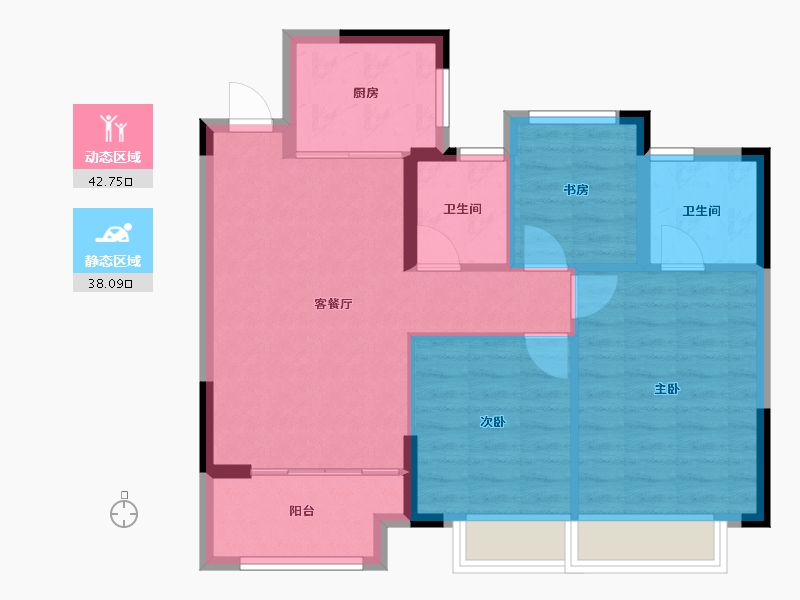 浙江省-绍兴市-溪上云庐-72.80-户型库-动静分区