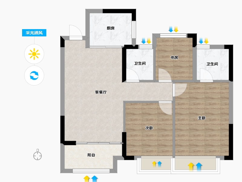 浙江省-绍兴市-溪上云庐-72.80-户型库-采光通风