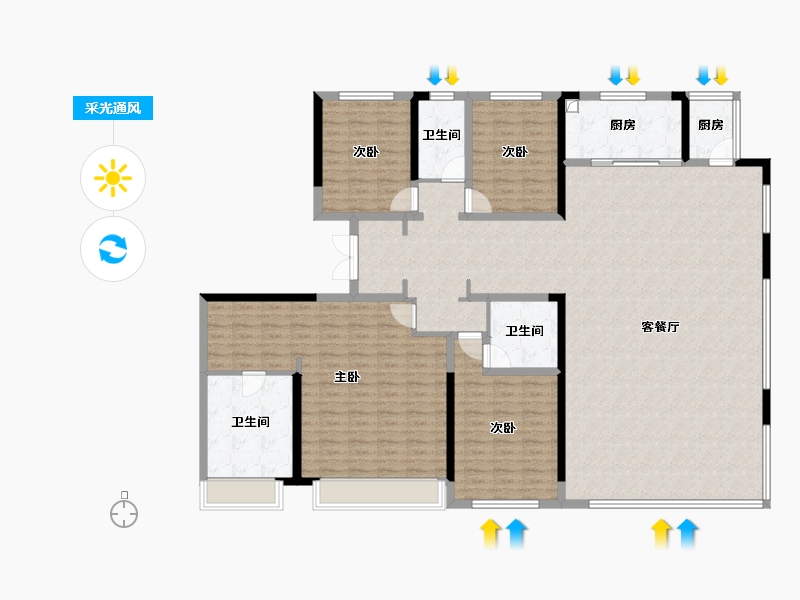 湖南省-长沙市-龙湖云河颂-197.53-户型库-采光通风