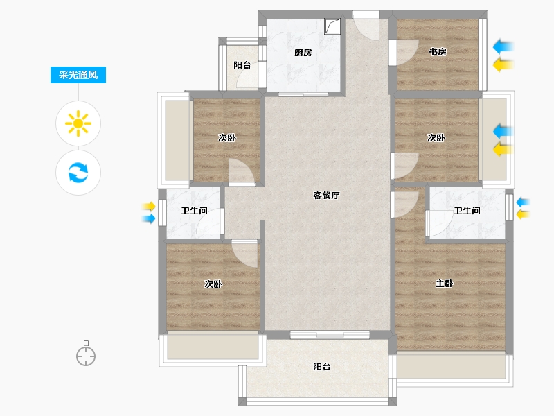 广西壮族自治区-玉林市-盛意丽城-92.32-户型库-采光通风