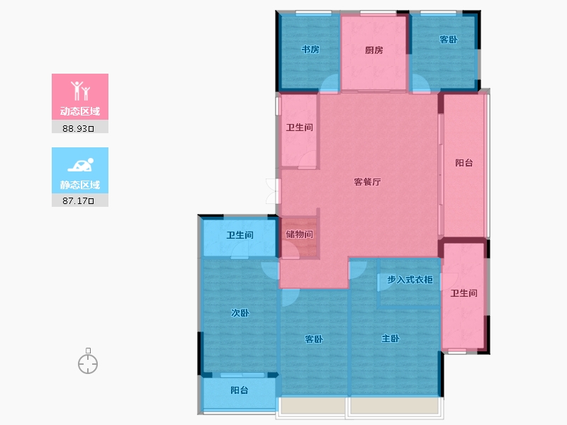 浙江省-杭州市-滨运锦上湾-161.32-户型库-动静分区