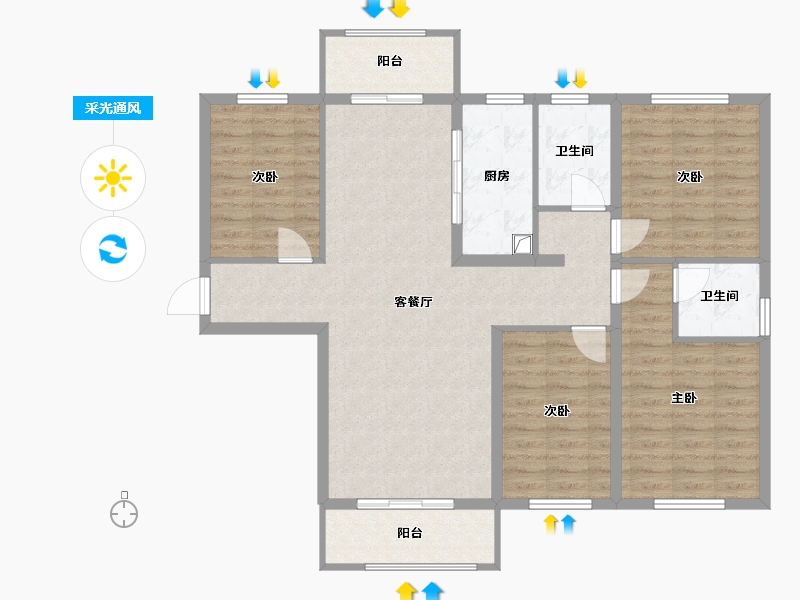 安徽省-合肥市-红卫南苑-107.00-户型库-采光通风