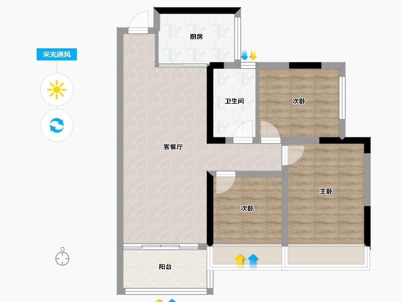 四川省-成都市-泰康誉景-75.28-户型库-采光通风