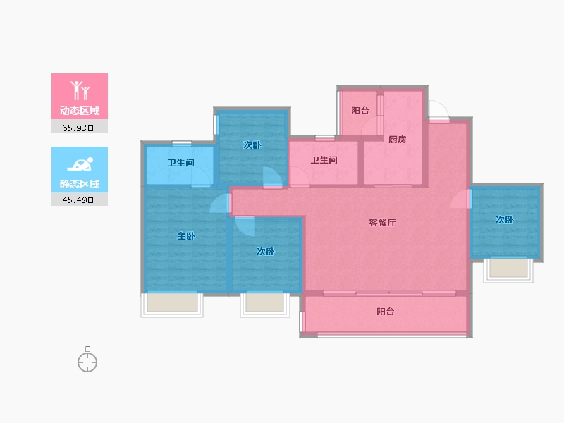 重庆-重庆市-保利和光尘樾-99.45-户型库-动静分区