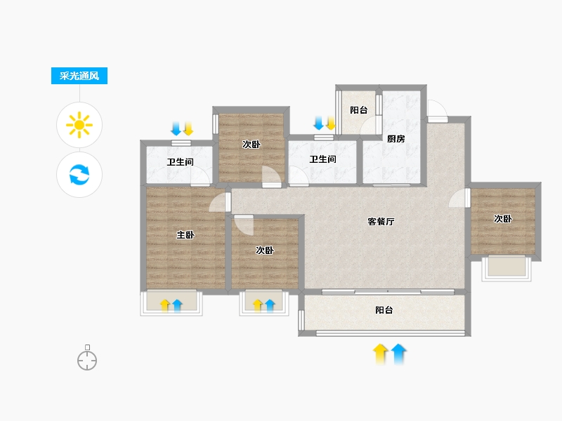 重庆-重庆市-保利和光尘樾-99.45-户型库-采光通风