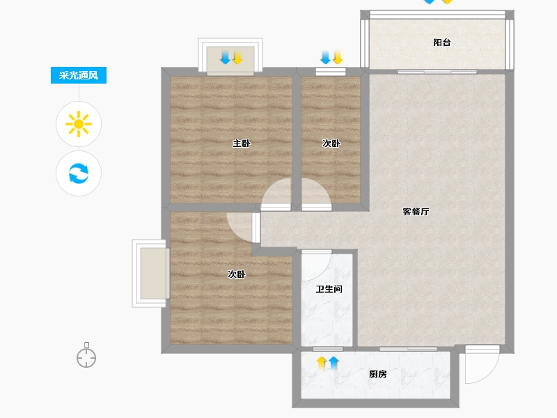 广东省-深圳市-星海名城(六期)-84.00-户型库-采光通风