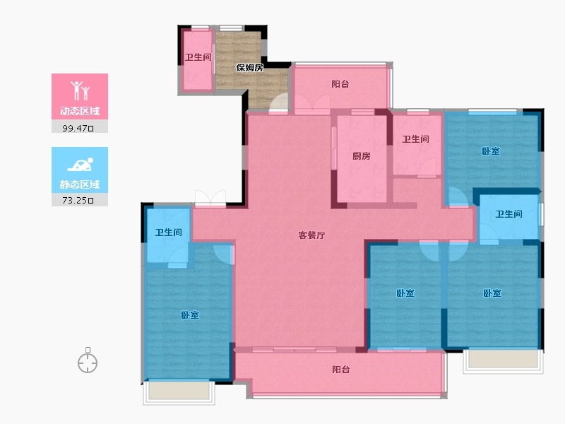 河南省-郑州市-润泓·东榕府-161.44-户型库-动静分区