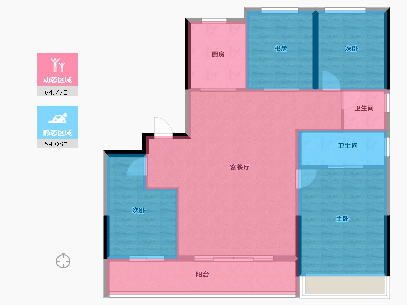 浙江省-杭州市-江映云邸-108.45-户型库-动静分区