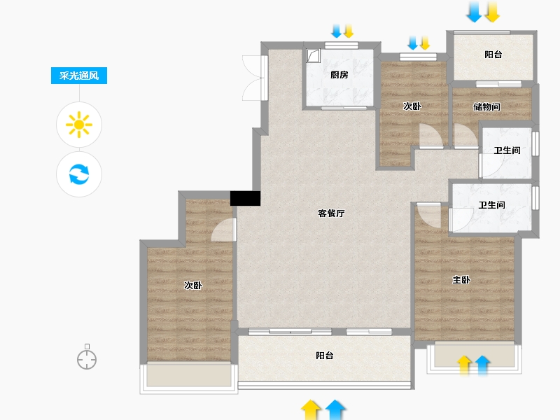 浙江省-丽水市-南宸府-103.84-户型库-采光通风