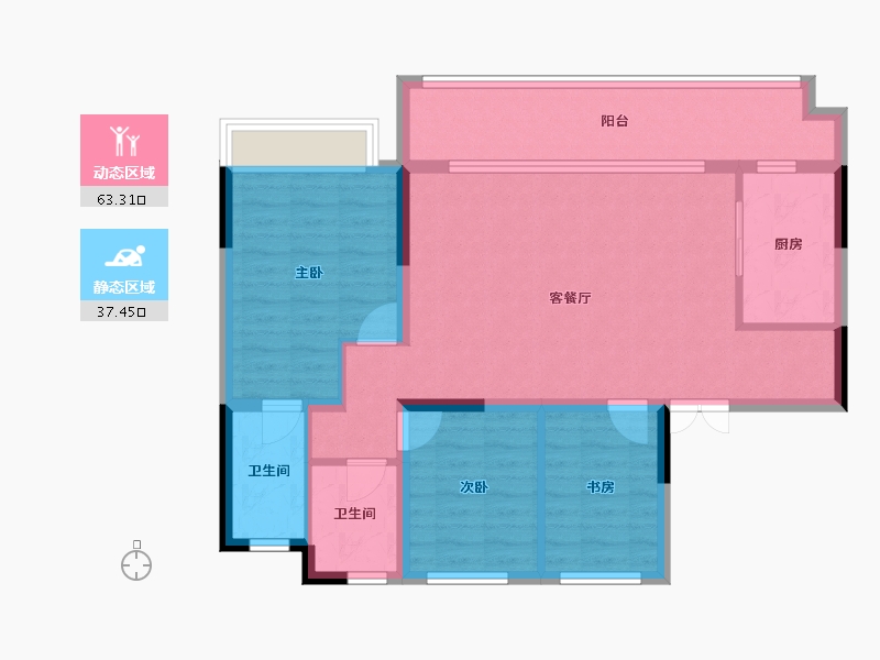 四川省-成都市-星河WORLD公园三号-89.62-户型库-动静分区