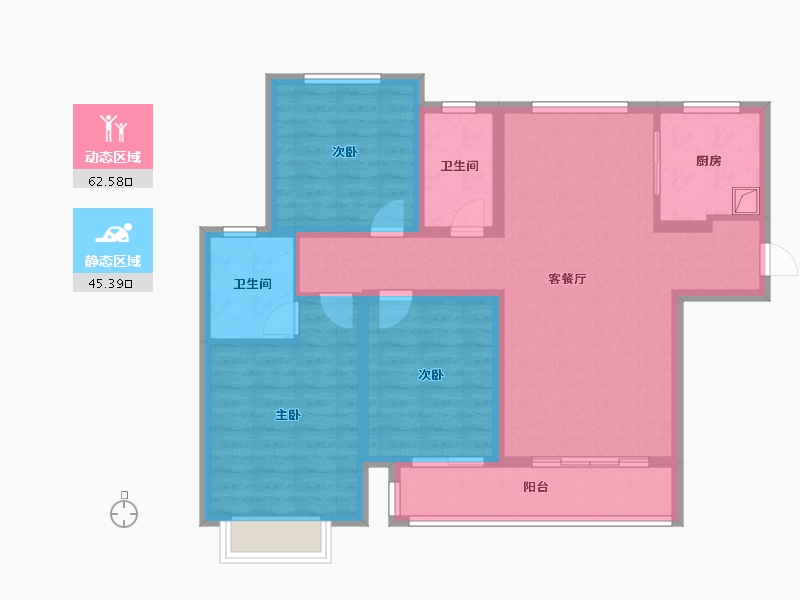 陕西省-咸阳市-银河·悦府-96.00-户型库-动静分区