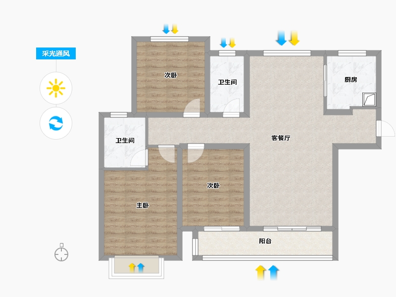 陕西省-咸阳市-银河·悦府-96.00-户型库-采光通风