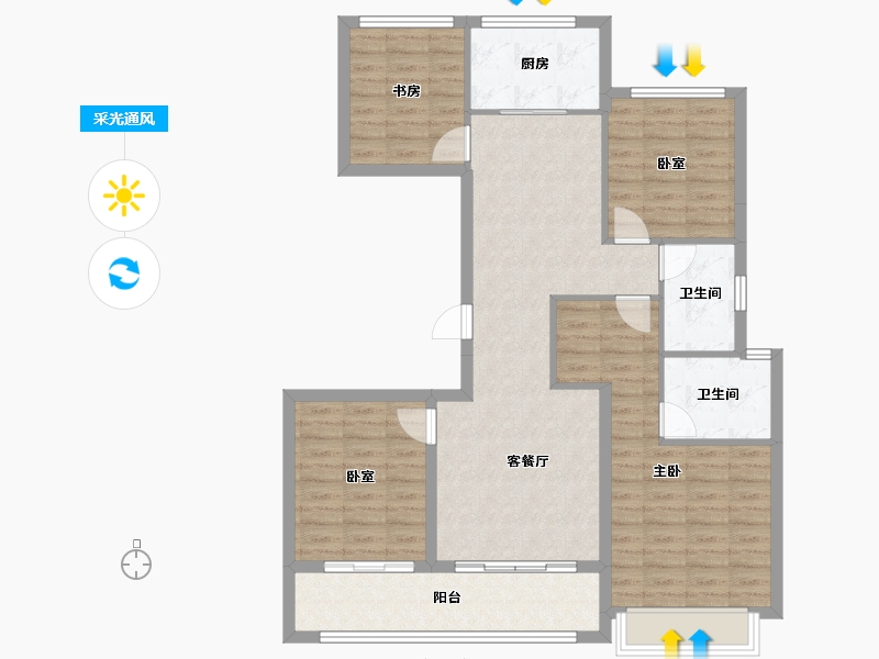 浙江省-嘉兴市-玖玺-103.04-户型库-采光通风