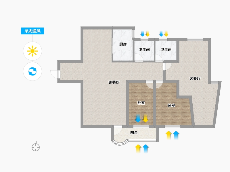 广东省-深圳市-太子山庄-106.03-户型库-采光通风