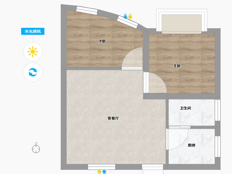 广东省-深圳市-鸿洲新都-36.80-户型库-采光通风