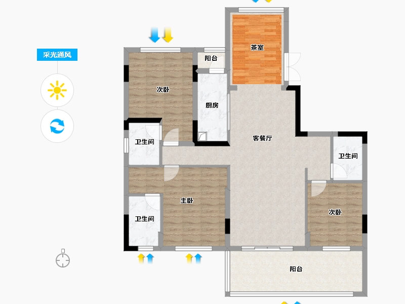 湖北省-十堰市-寿康·华悦府-123.73-户型库-采光通风