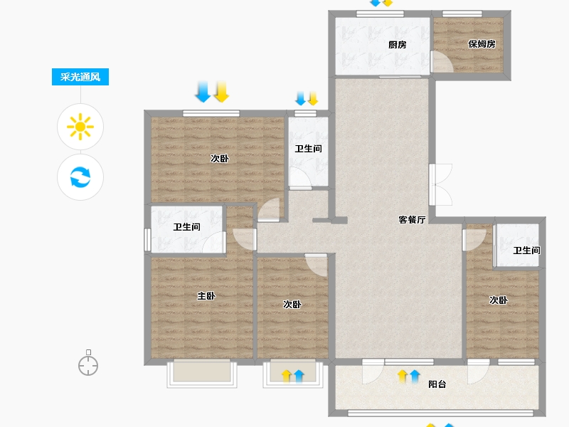 北京-北京市-燕达·皓月雅苑-136.00-户型库-采光通风