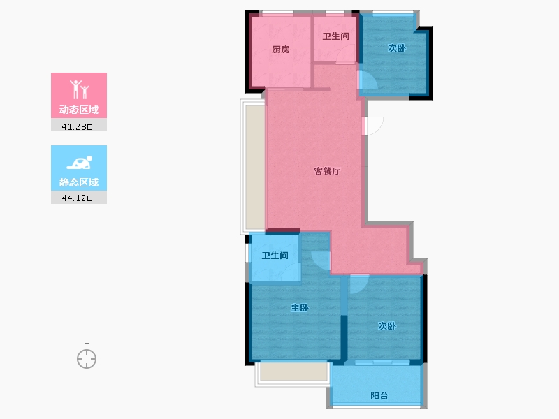 上海-上海市-中国铁建&万科朗拾花语-76.00-户型库-动静分区