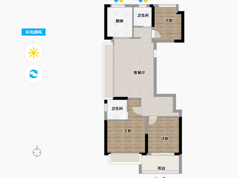 上海-上海市-中国铁建&万科朗拾花语-76.00-户型库-采光通风